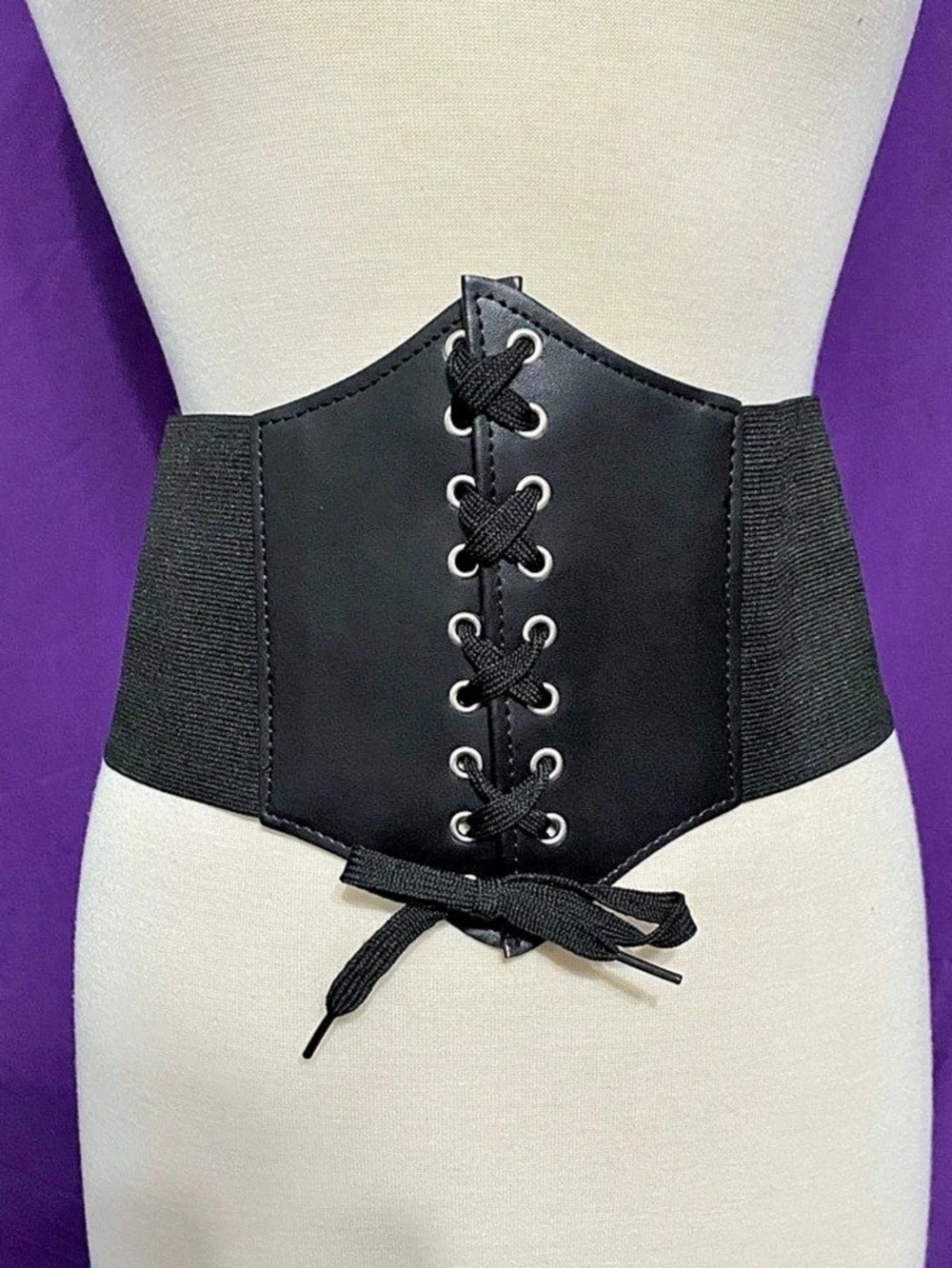 NWOT Black Corset Lace-Up Waist Belt. 35”